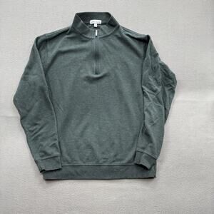 Peter Millar Sweater Mens Medium Green Quarter Zip Mock Neck Cotton Modal Golf